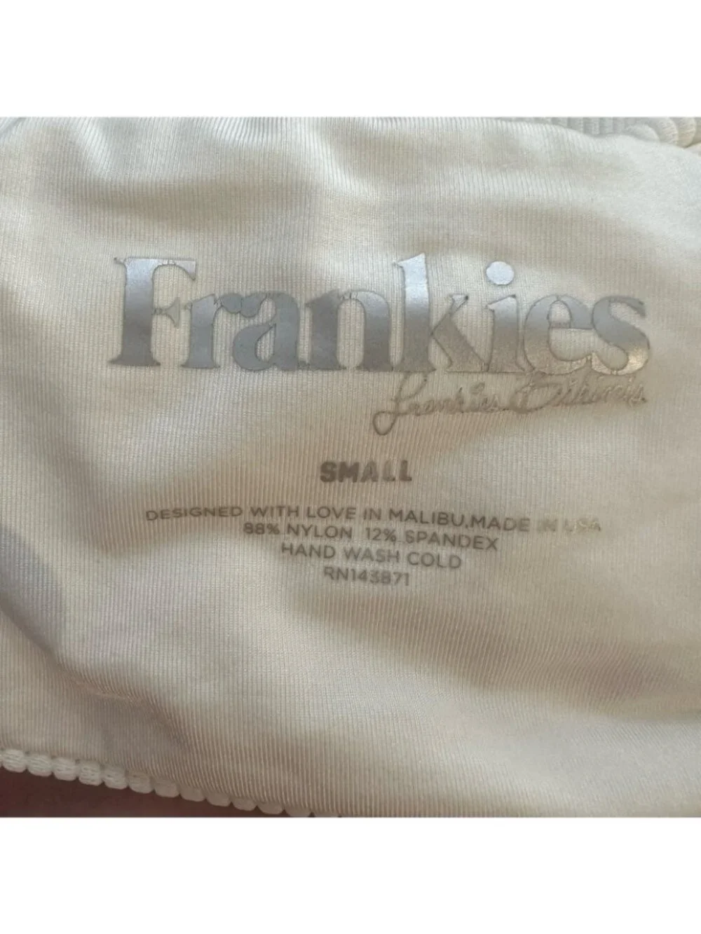 Frankie’s Bikinis ribbed tie front bikini top